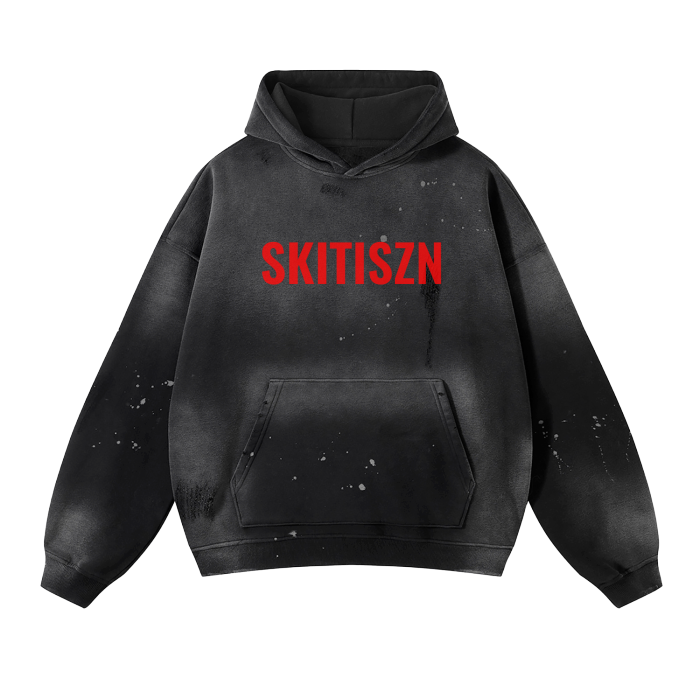Skitiszn Skitiology Vintage Wash Frayed Fleece Hoodie - 360 GSM