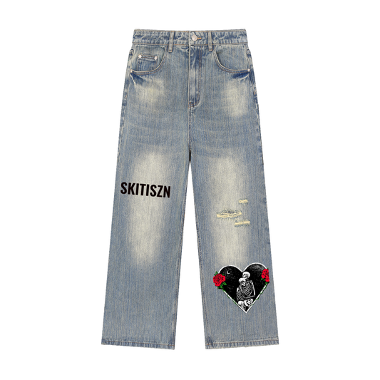 Skitiszn Rock and Roll Vintage Wash Distressed Denim Jeans