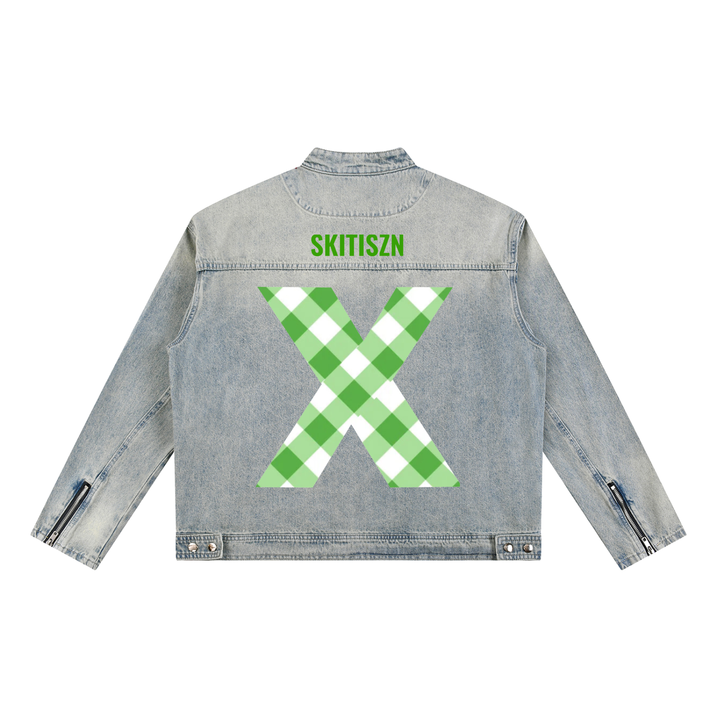 Skitiszn Green Wash Zip Denim Jacket