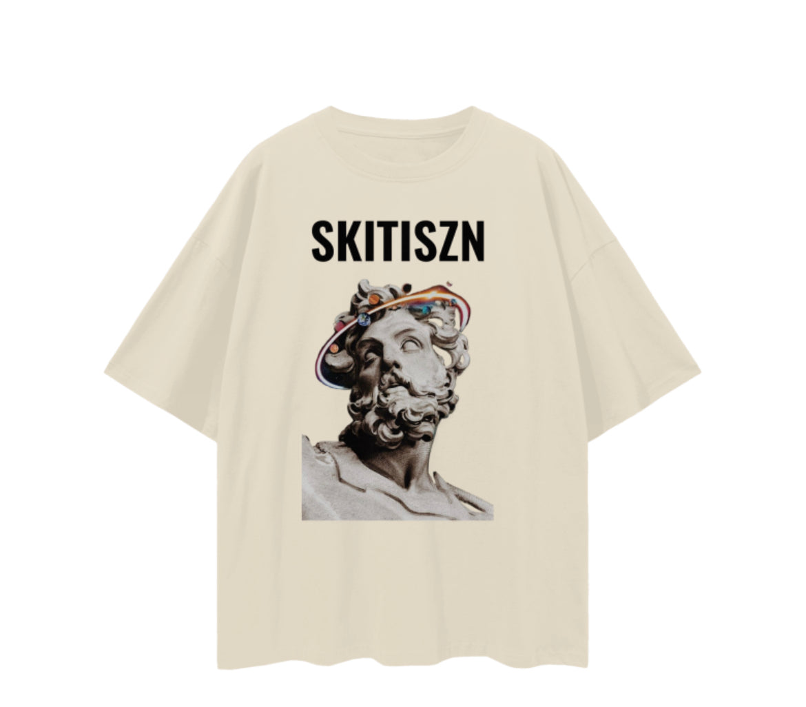 White Skitiszn Skitiology Oversize Deep Drop Shoulder Tee - 190