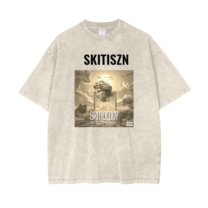 Skitiszn Skitiology Acid Wash Oversize T-Shirt - 250 GSM