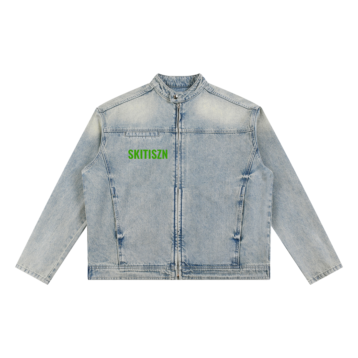 Skitiszn Green Wash Zip Denim Jacket