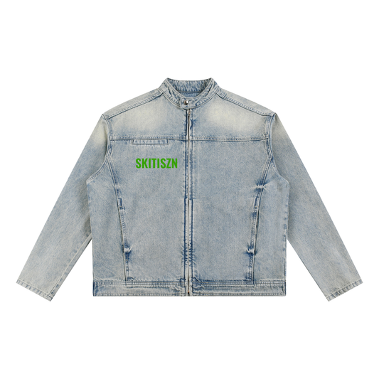 Skitiszn Green Wash Zip Denim Jacket
